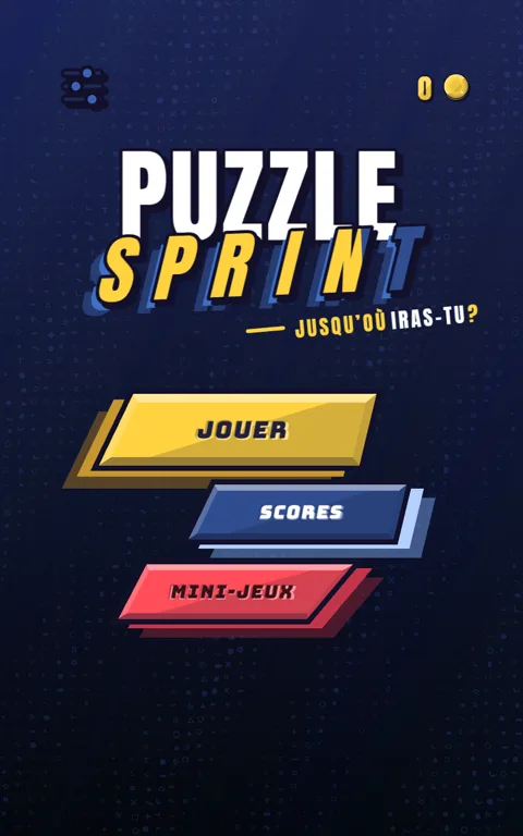 Puzzle Sprint : l'écran titre, « Jusqu'où iras-tu ? »